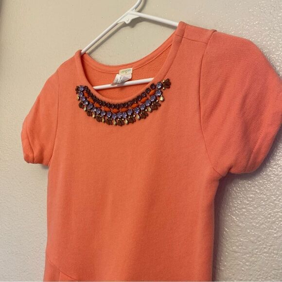 Crewcuts J Crew Girls orange cozy t Shirt Dress necklace embellishment 12 - Picture 2 of 10